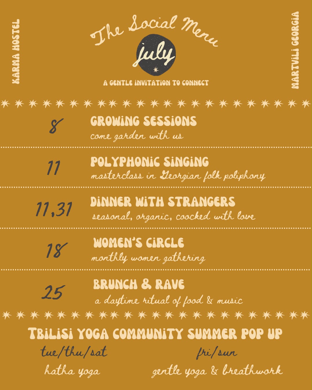 The Social Menu — July at Karma Hostel Martvili